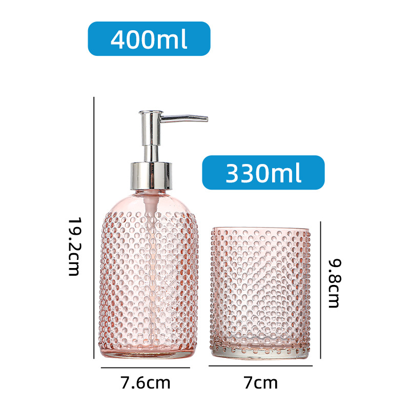 Botella de desinfectante de manos tipo diamante de presión botella de vidrio de lavado y protección de botella de lavado de paquete de lavado y protección de paquete de lavado doméstico