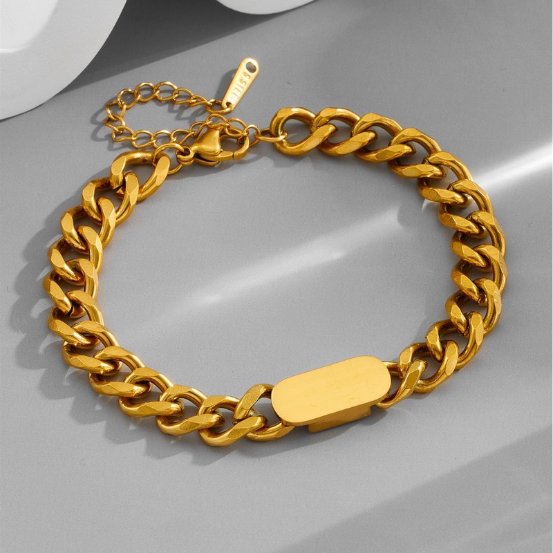 Simple Coarse Chain Titanium Steel Bracelet Women's Ins Niche Design High-grade Oval 18k Gold Internet Celebrity Fashion Bracelet
