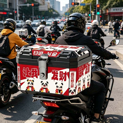 Trunk Waterproof Universal Detachable Rear — Motorcycle trunk - 48l-daily-fortune-waterproof-and-thickened-standard-configuration-matching-base-plate-screw-pack