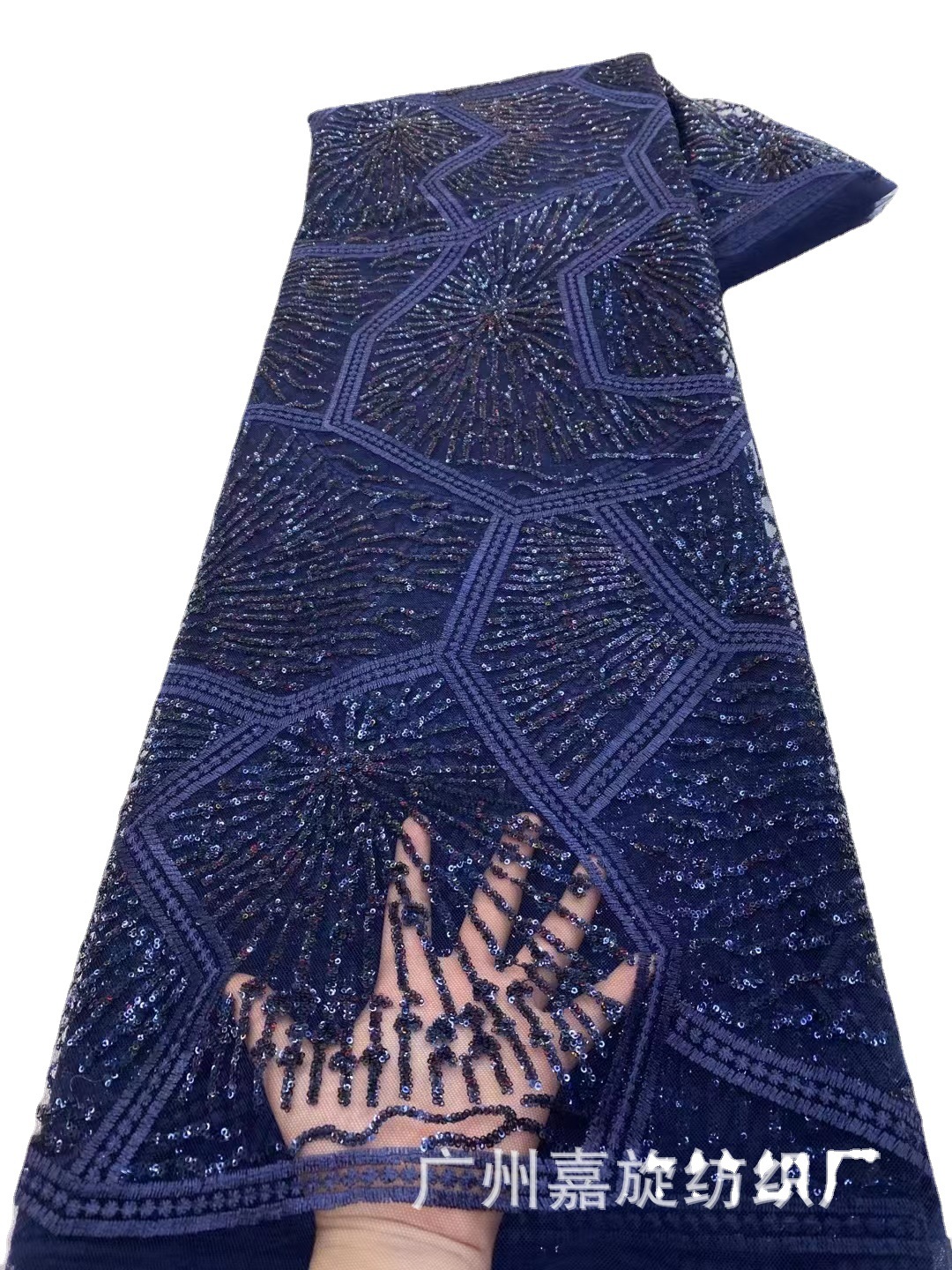 Encaje bordado malla lentejuelas tela hecha a mano perlas vestido de novia moda Africana laceJX2956