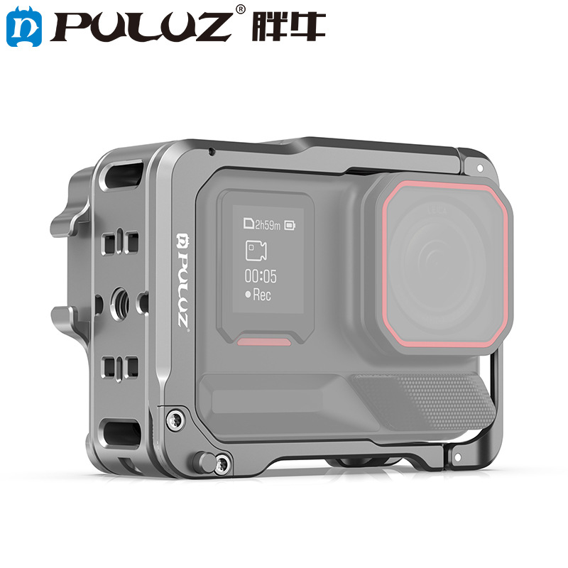 Puluz Fat Cow Suitable for Insta360 Ace Pro 2 Aluminum Alloy Rabbit Cage Dual Cold Shoe Camera Expansion Frame