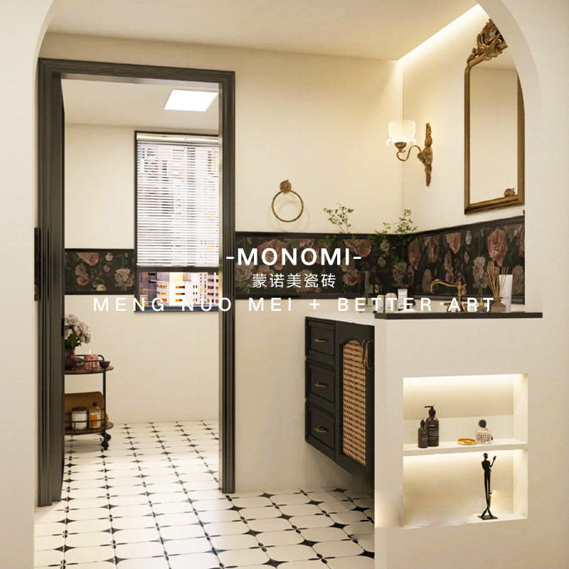 Cream Style Antique Style Tile Floral Tile Soft Light 400X800 Medium Board Bathroom Kitchen Wall Tile Floor Tile Bathroom Tile