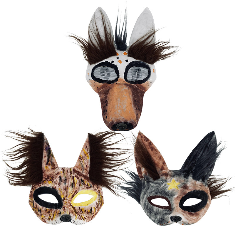 Máscara de zorro gato máscara DIY máscara de papel blanco máscara de gato con piel pegatinas de malla de ojos máscara de pulpa para Halloween