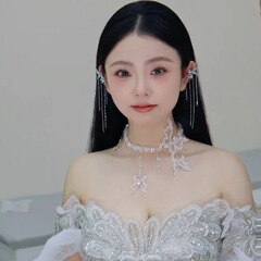 オリジナルデザイン手作り水晶蝶ネックレス花嫁と化粧スタイルアクセサリー高級百合鎖骨ヘアチェーンアクセサリー