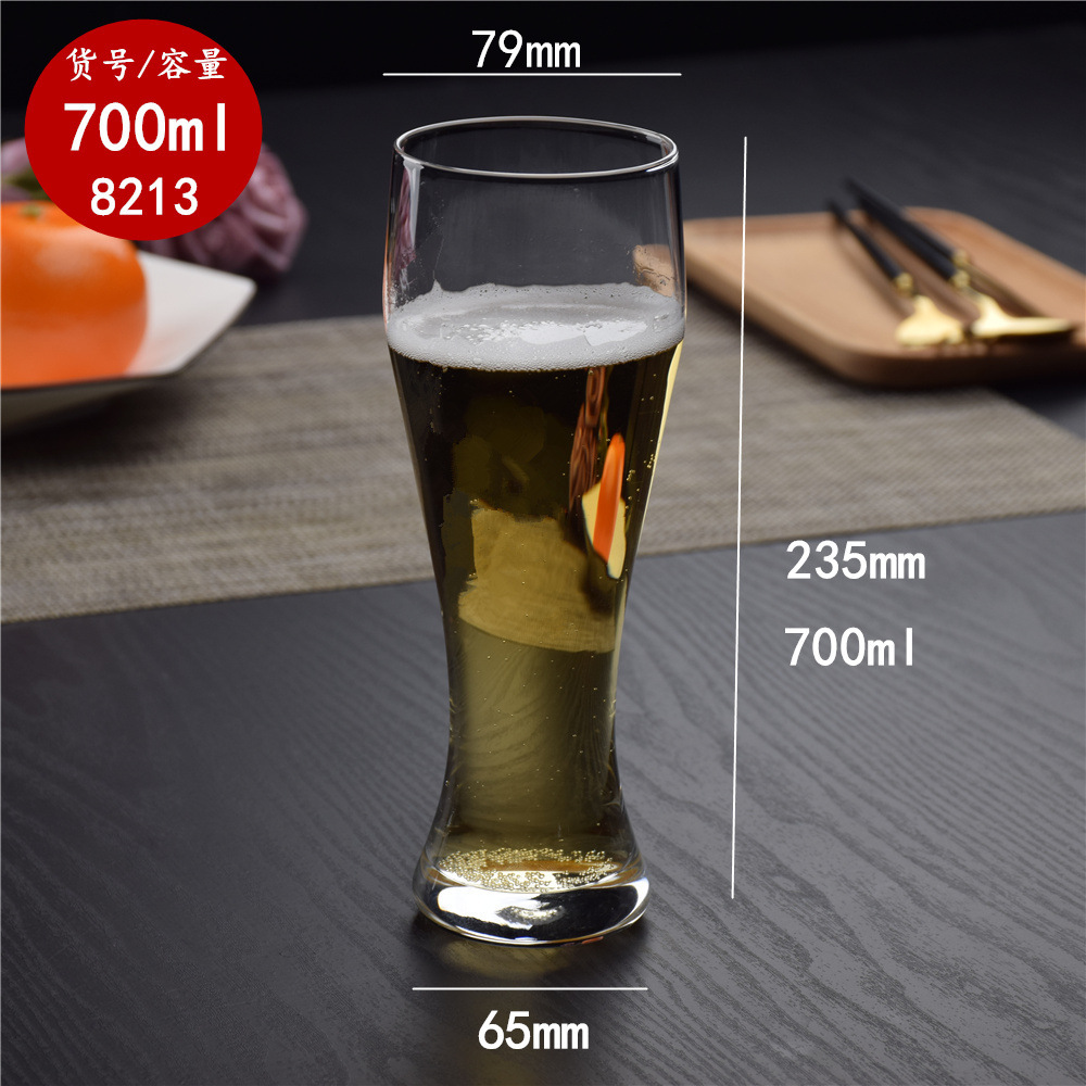 Taza de cerveza de cristal, taza de jugo, taza de trigo hecha a mano, taza de bebida elaborada