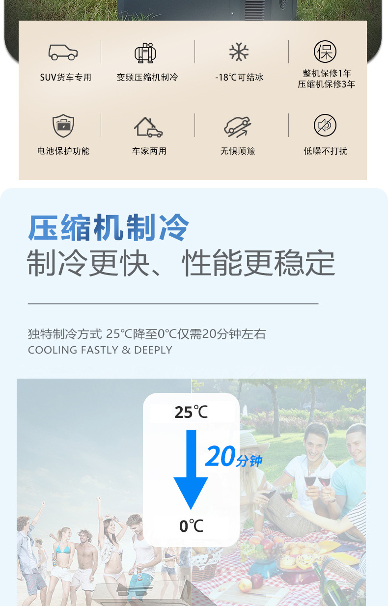 Gogu car refrigerator 25L outdoor large capacity car and home dual-use compressor refrigeration 12V24V car small refrigerator