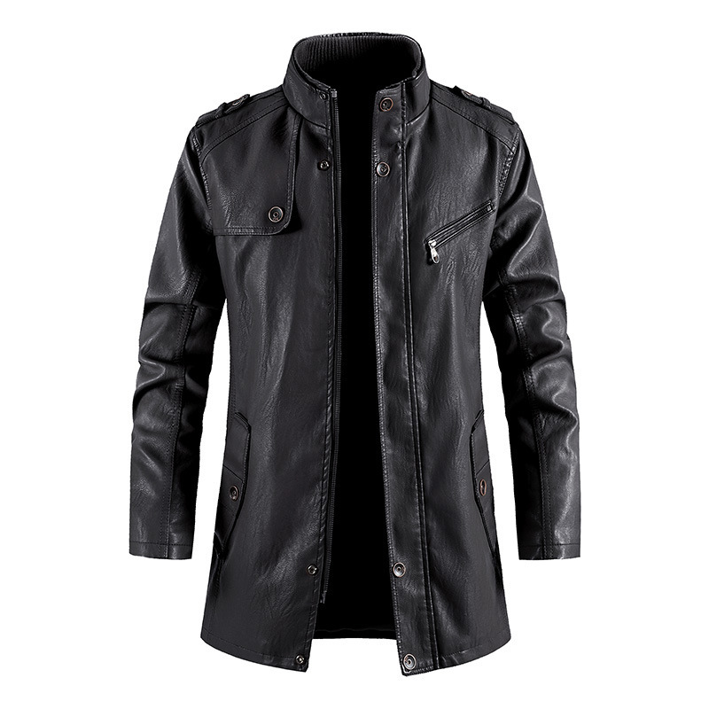 Herren Lederjacke Mit Futter Und Stehkragen Für Den Winter_voghion.com