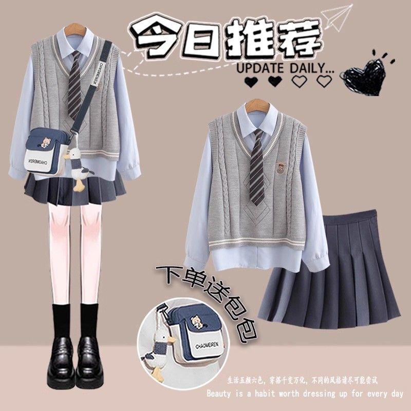 初中生秋装女2025新款学院风套装青少年女装高中学生一整套穿搭潮|undefined