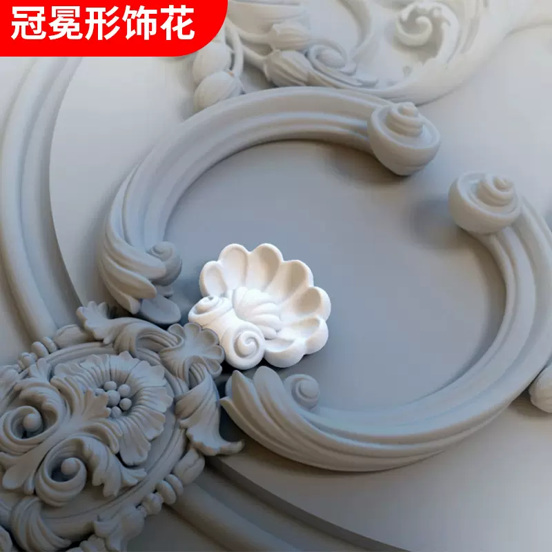 PU欧式雕花天花板背景墙垭口装饰镂空浮雕饰花墙面贴花片墙面装饰