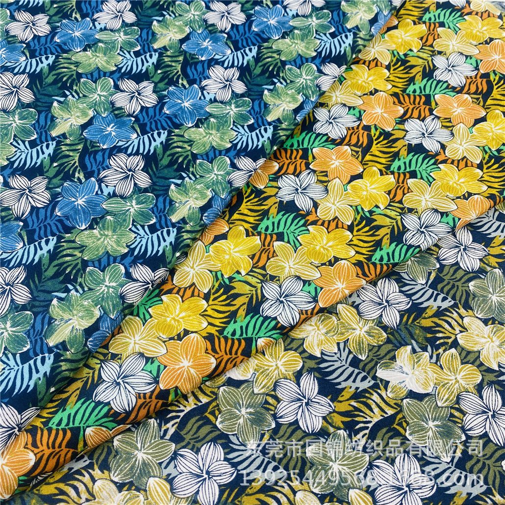 夏威夷风情印花布 40支平纹棉布印花 沙滩裤衬衣帽子服装面料