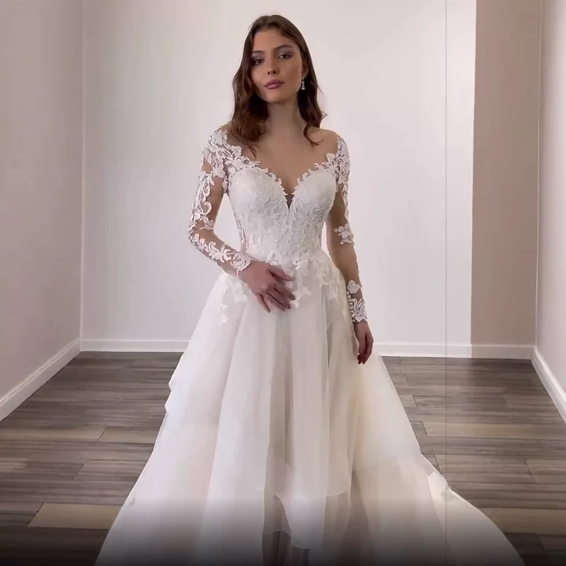 Свадебное платье невесты Amazon 2025 новый внешний торговый кроссборс sexy backless глубокий v-образный вырез кружево путешествие свадебное платье