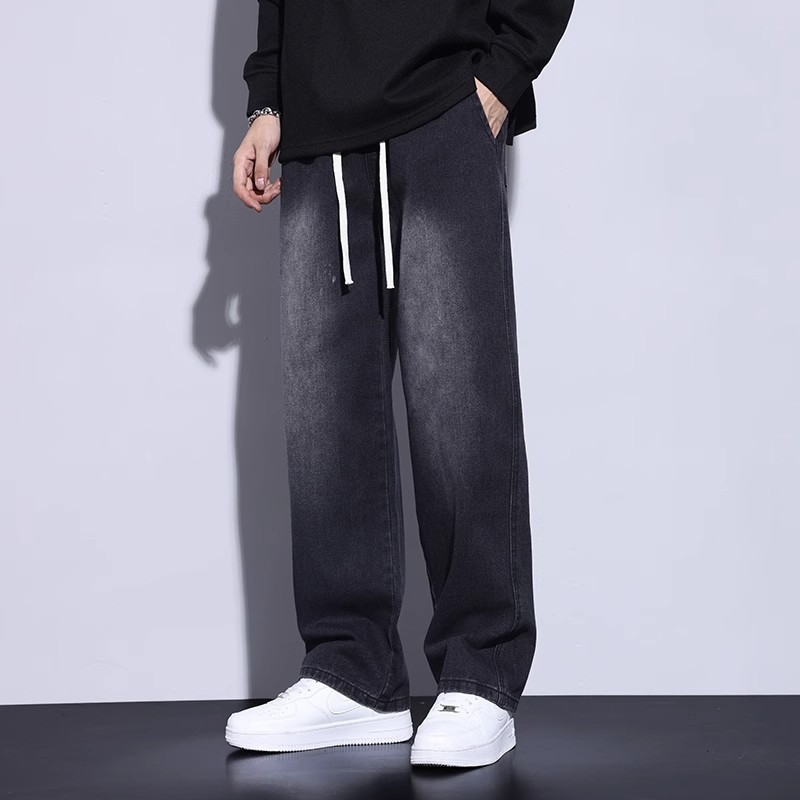 Herren Jeans In Schwarz Regular Fit Gerade Schnitt Hose_voghion.com