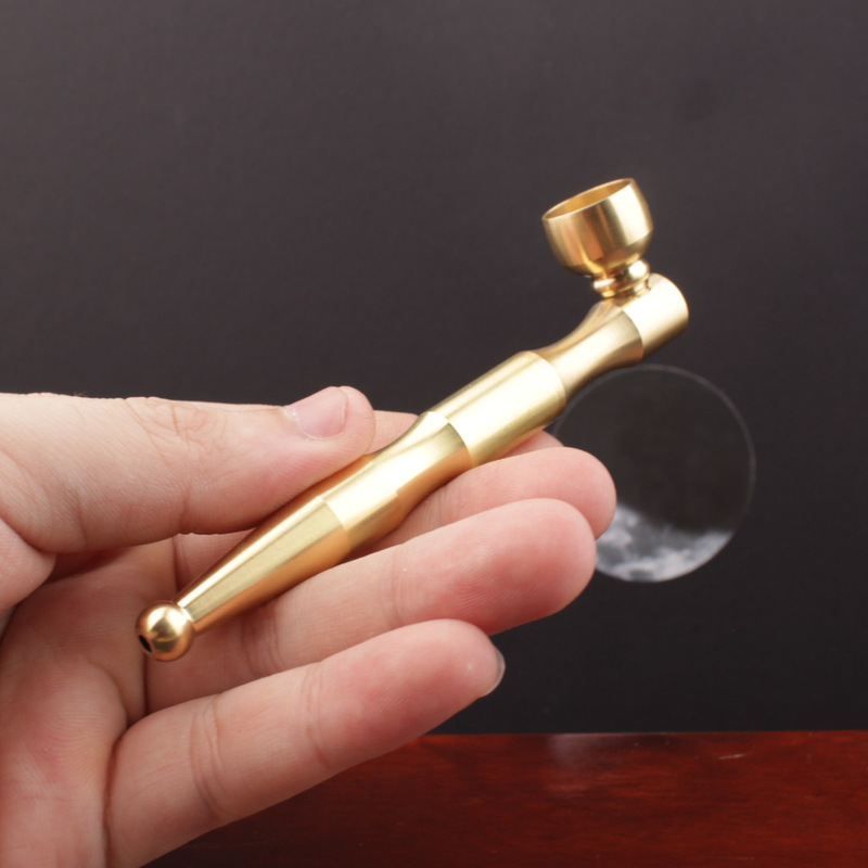 純粋な黄銅のパイプの古いタバコの袋のタバコの竿の携帯する金属のたばこの銃の両用は濾過のたばこの口の復古のタバコの竿を持ちます。|undefined