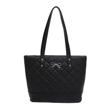 复古绣线菱格大容量托特包2026新款纯色单肩包时尚潮韩版手提女包