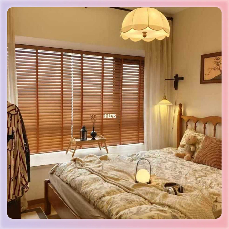 ✅ Solid Wood Blinds Wholesale New Chinese Style Electric Wooden Blinds Curtains Blackout Lift Study Tea Room Sunshade Roll