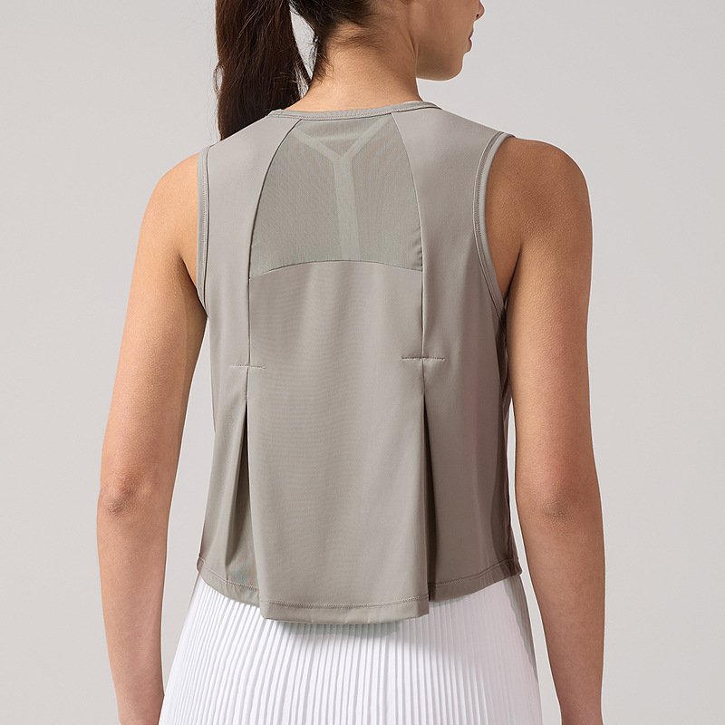 Lulu chaleco deportivo corto para mujer, núcleo de malla, succión, secado rápido, transpirable, ropa de yoga sin mangas, blusa casual con cuello redondo