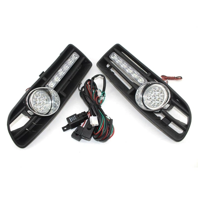 Applicable to 99-05 Volkswagen Bora Jetta modified small harpoon daytime running light white fog light kit grille lower net (Gündüz işıqları) - white-daytime-running-light-fog-light-wiring-harness-kit