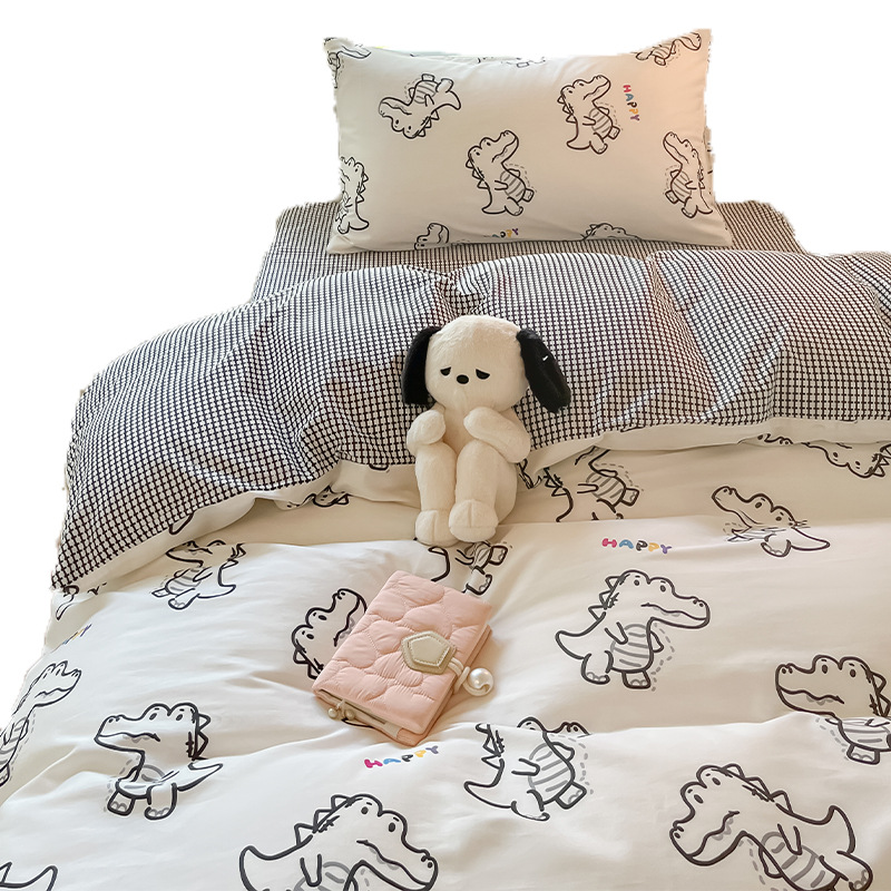 Cama de dormitorio de estudiantes de algodón de tres piezas, sábana de algodón puro, sábana, juego de cuatro piezas individual, ropa de cama nueva 2024