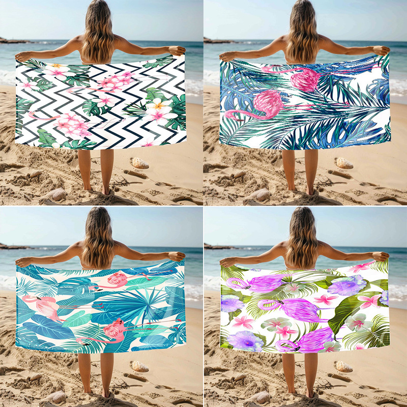 Cross-border digital print microfiber beach quick-drying bath towel, oversized and extra-thick absorbent towel for swimming at the beach Cross-border digital print microfiber beach quick-drying bath towel, oversized and extra-thick absorbent towel for swimming at the beach