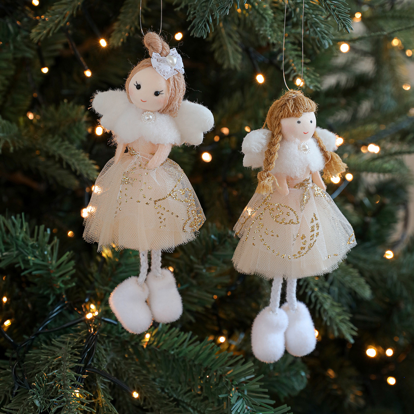 Nueva Navidad de peluche Angel Girl Colgante árbol de Navidad Colgante muñeca creativa Decoración muñeca Colgante