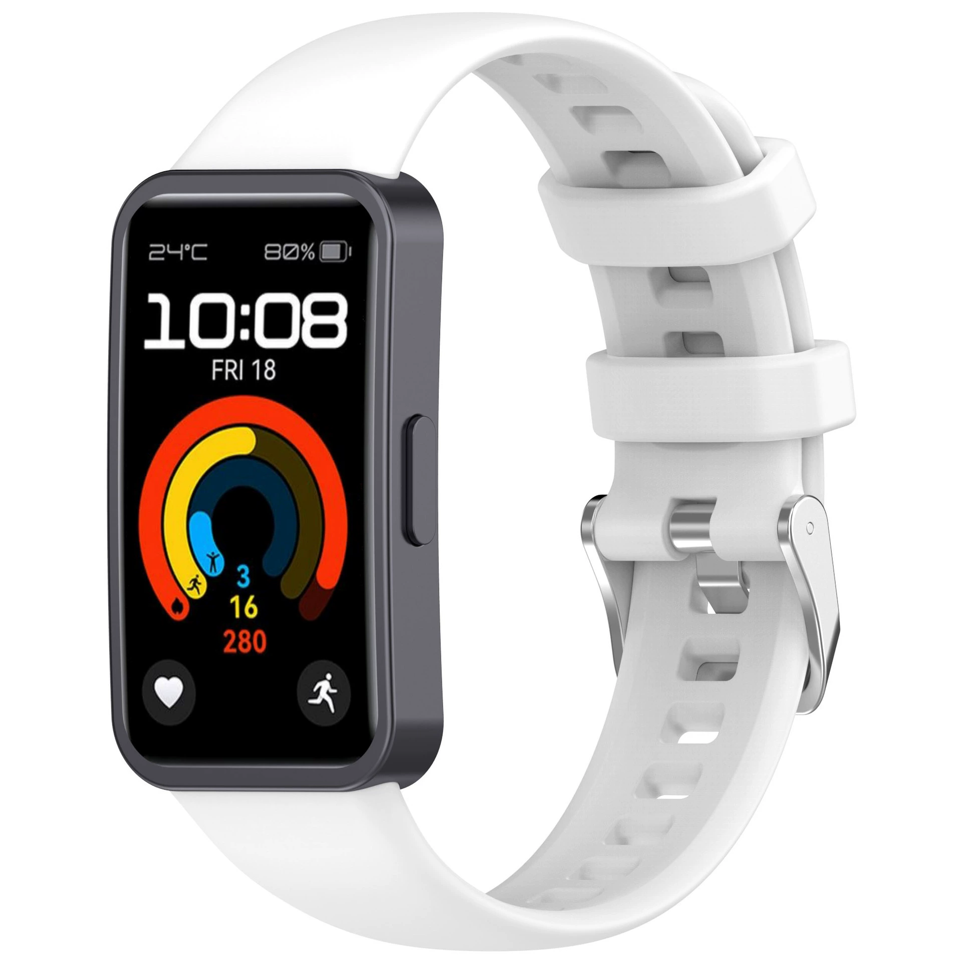 Складной браслет для HUAWEI Band 10 из нержавеющей стали с серебряной застежкой и гибкой резиновой лентой
