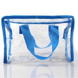 Manufacturer Customized Firm Webbing Edge Handbag Transparent Pvc Storage Bag Waterproof Swimming Toiletry Bag with Logo Printed