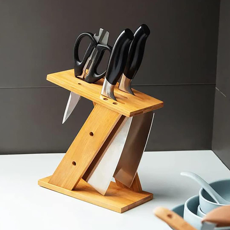 Bambú cuchillo titular creativo cuchillo organizador de almacenamiento hogar cocina mesa multifunción tijeras fruta cuchillo titular