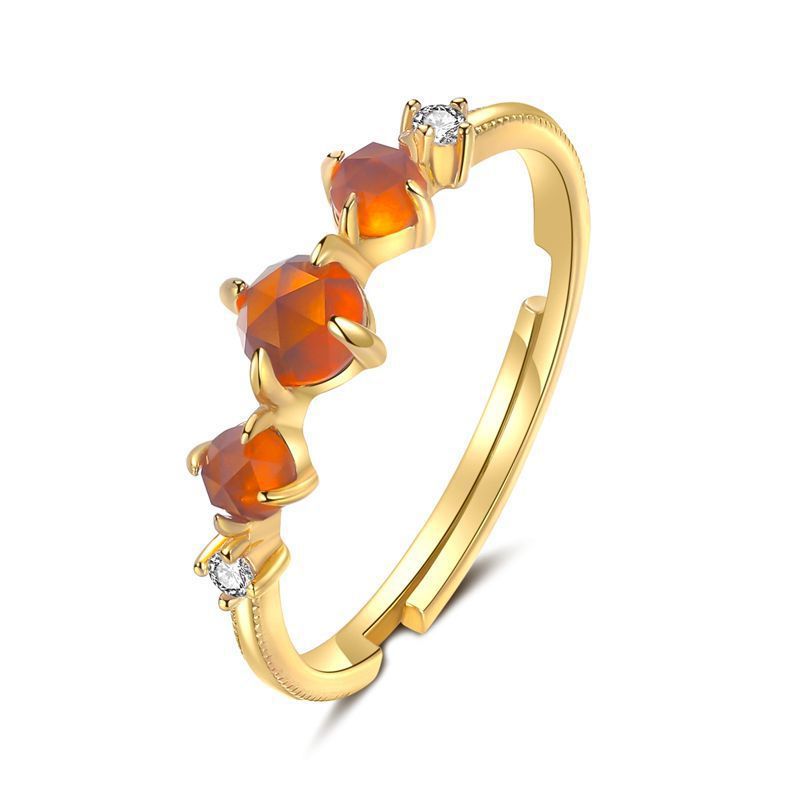 Magic Sun Orange Garnet Ring Vintage Adjustable Gemstone For Women_voghion.com
