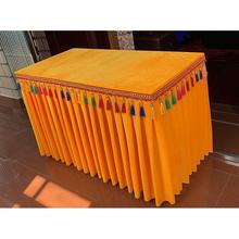 定 制黄色金丝绒彩色吊穗流苏寺庙供桌佛桌布桌裙桌围