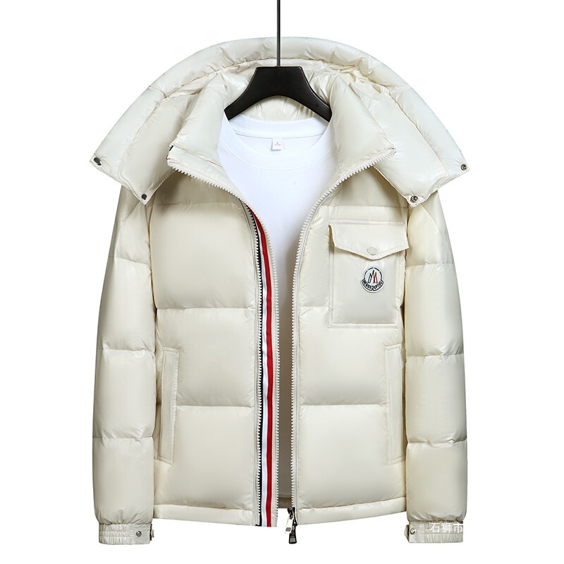 Cross-border foreign trade new winter couple's rainbow short down jacket, versatile, warm, windproof, fashionable and trendy in white