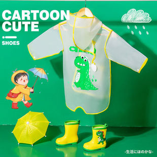 Children's Raincoat and Rain Boots for Boys Outdoor Hiking Girls Non-Slip Waterproof Rain Boots for Toddlers Cartoon Eva Thickeneded and Environmentally Friendly