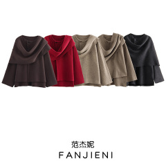 ZR外国貿易卸売り欧米風女装と非対称マフラーの短いニットコート2756100 802