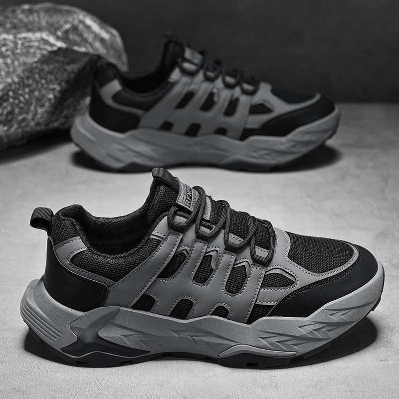 2024 otoño nuevo retro al aire libre versátil zapatos deportivos casuales zapatos de malla para hombres aumentan la altura de los zapatos de papá