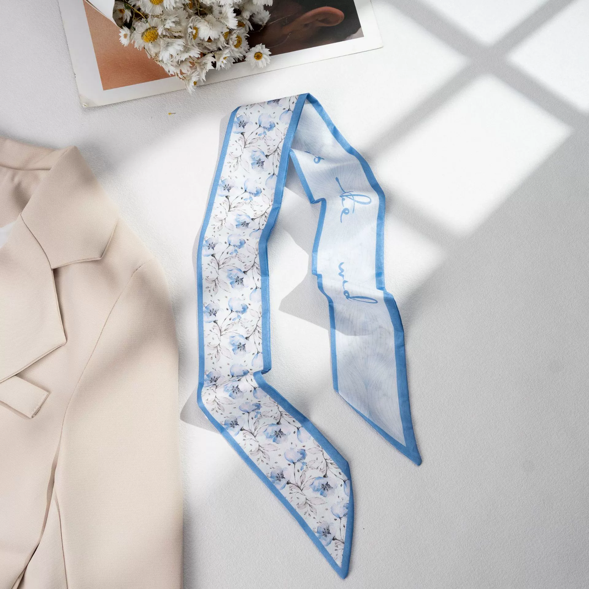 Silk Scarf Hairband (Suhang) long streamer 89×3.8 cm, lightweight gift box option