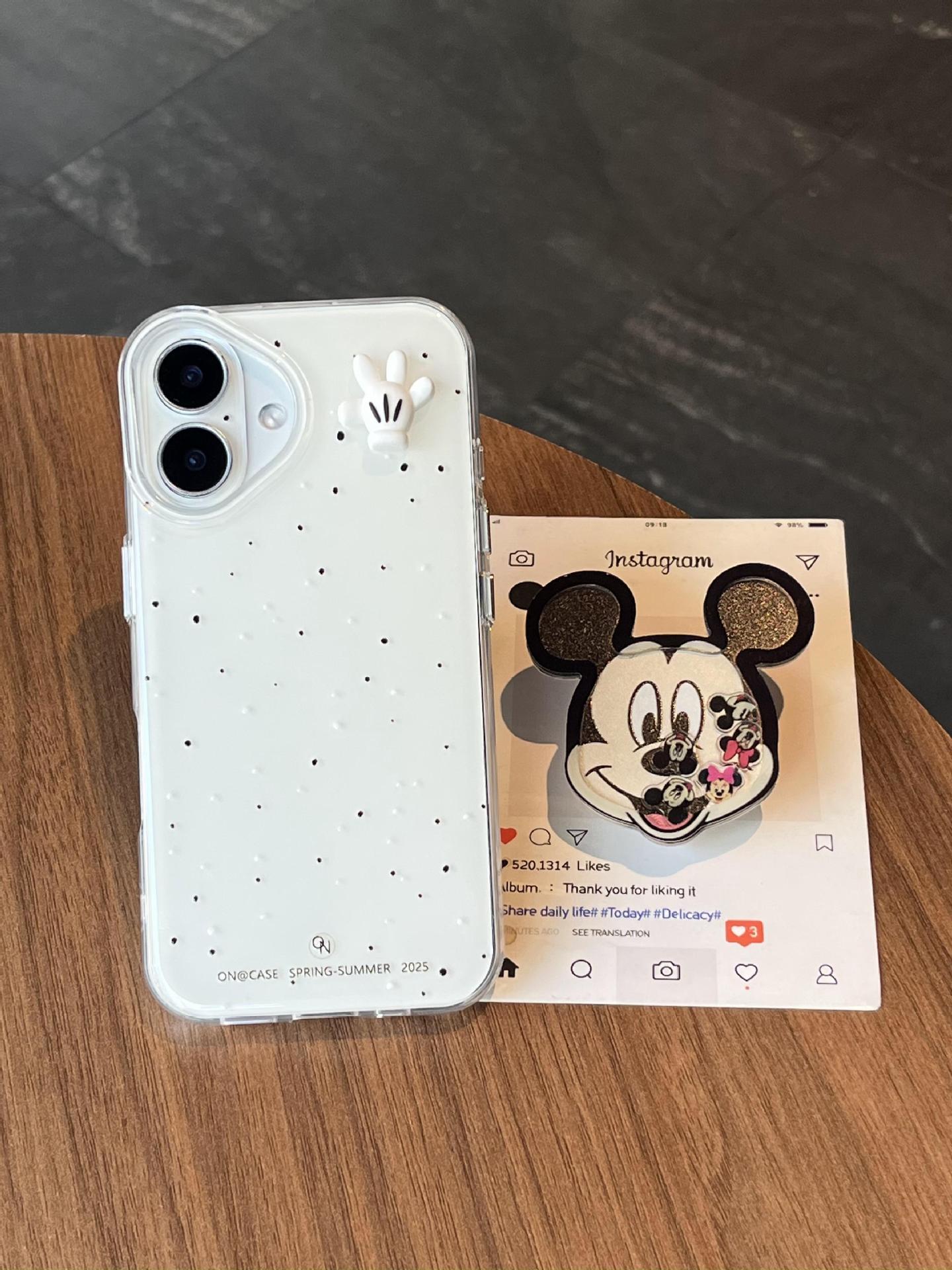 Nuevo soporte de dibujos animados de lunares ins mecedora para iphone15 Apple 13/14 funda para teléfono móvil 16ProMax