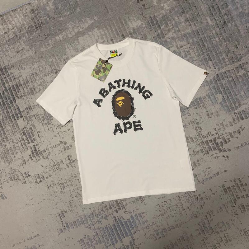 Cross-Border Wholesale Trendy Brand a Bathing Ape Classic Small Brush Print 230g Cotton Short-Sleeve T-Shirt
