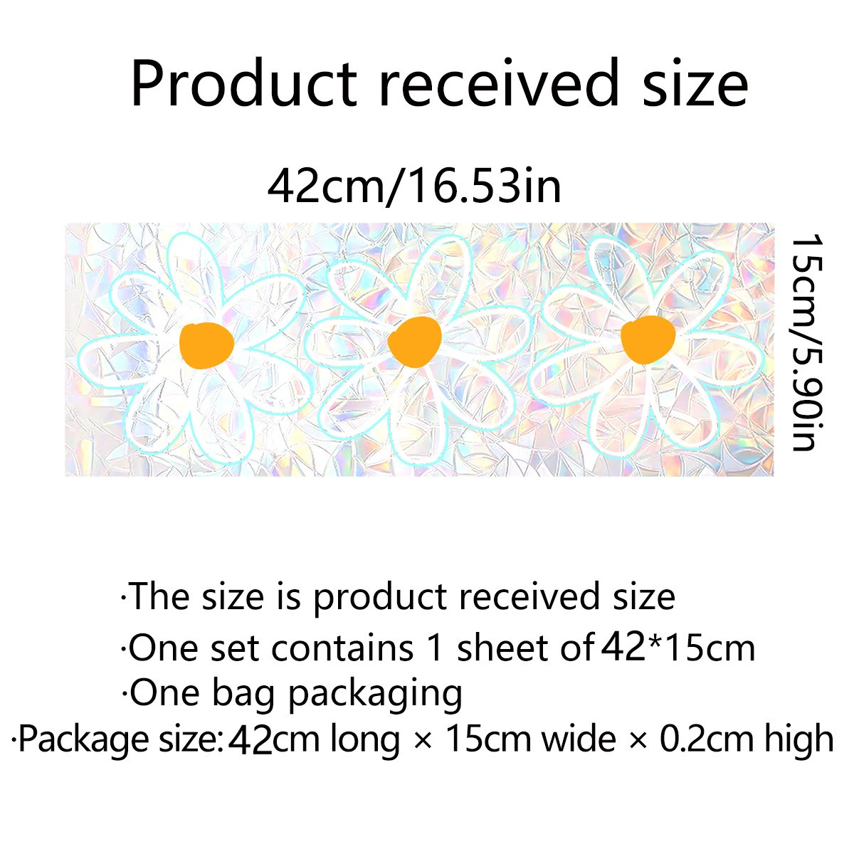 Клинер для окна XC4000 Daisy holographic static cling, декоративная пленка 42×15 см