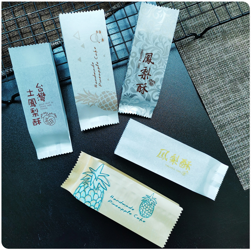 Bolsa de embalaje de pastel de piña bolsa de papel de algodón Taiwán máquina de pastel de piña bolsa de sellado bolsa de embalaje de galletas de pastelería 100 piezas
