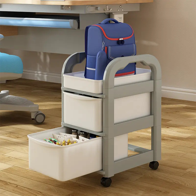 Household Movable Trolley School Bag Storage Rack Bathroom Floor-Standing Storage Rack Snack Rack Drawer-Type Organizing Rack