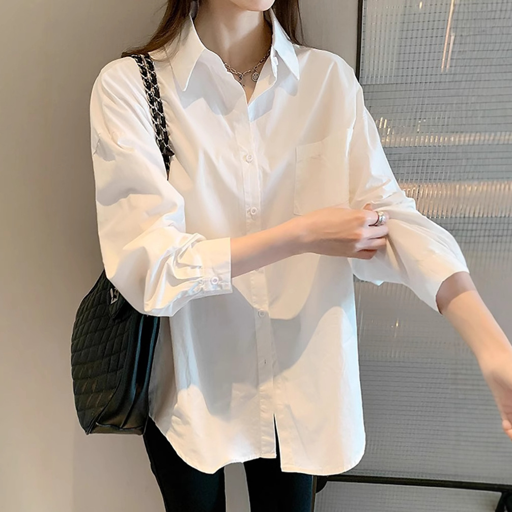 白衬衫女2025年新款韩版设计感小众洋气上衣外穿百搭休闲衬衣批发