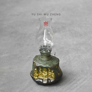 Longmen Grottoes Cultural and Creative Ceramic Butter Lamp Holder Religious Supplies Creative Oil Lamp Zen Space Atmosphere Lamp