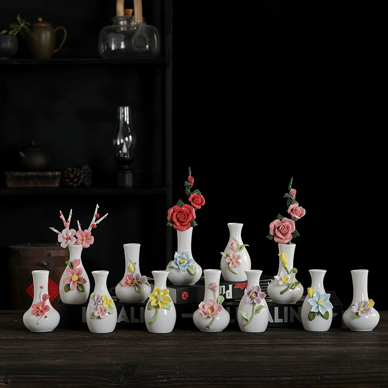 Креативная ручная ручная цветочная керамическая ваза нефритовая чистая бутылка с гидропонными цветочными вставками для украшения дома