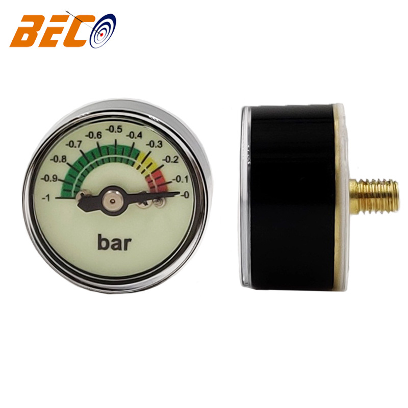 贝伊特beco 压力表源头厂家 25mm塑料小表 轴向微型表-1bar负压表