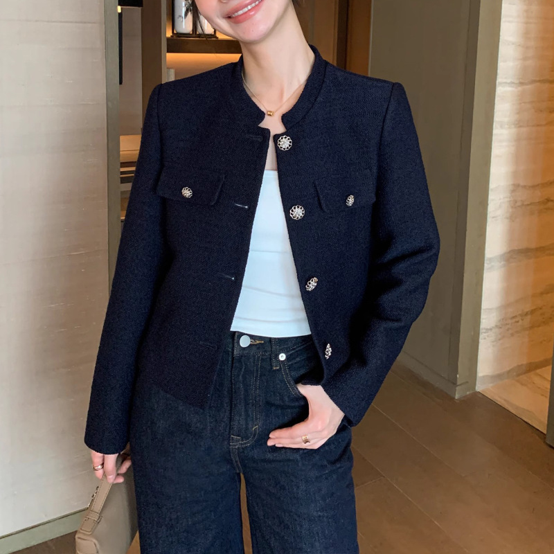 预售重工立体肌理感小香风外套女新中式小领羊毛开衫短上衣|undefined