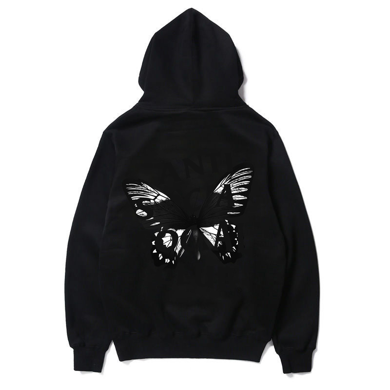 New Assc Anti Social Club Hooded Sweatshirt with Butterfly Print Loose Pullover Jacket New Assc Anti Social Club Hooded Sweatshirt with Butterfly Print Loose Pullover Jacket