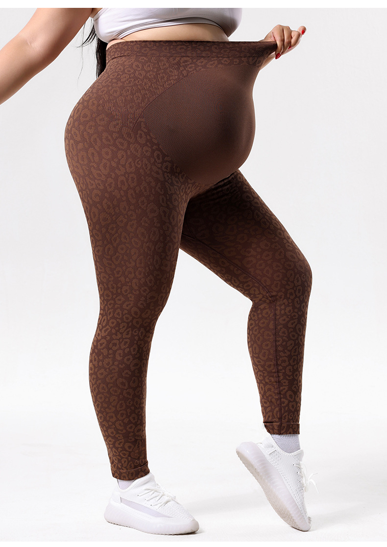 Leopard Print Plus Size Yoga Women Slim High Waist Seamless Leggings Tight Maternity Pants_voghion.com