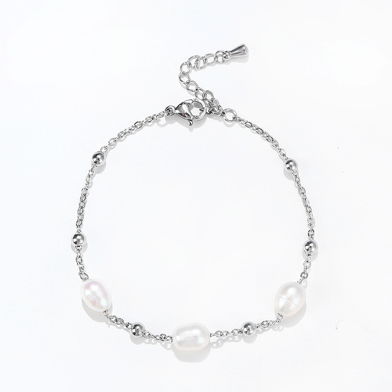 Dame Les Gouttelettes D'eau Acier Inoxydable Perle D'eau Douce Perlé Bracelets display picture 2