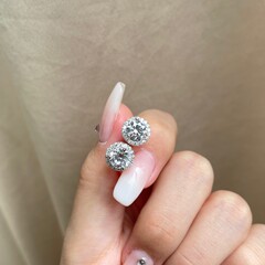 圆包S925纯银耳钉欧美风高碳钻圆形耳饰女批发直播跨境货源银针