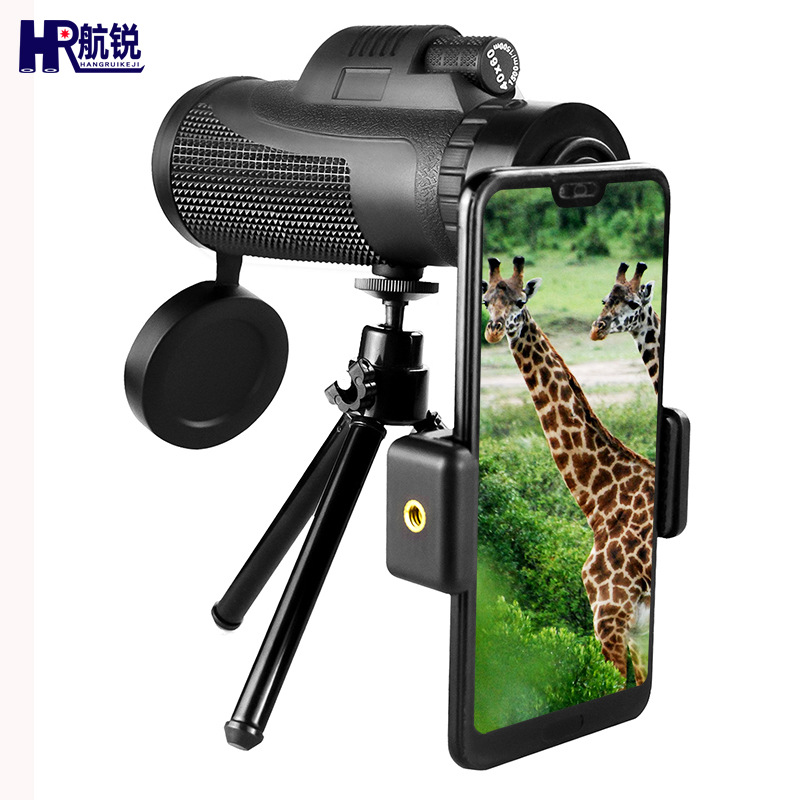 跨境单筒望远镜40*60钻石纹高倍高清手机拍照户外旅游便携望眼镜