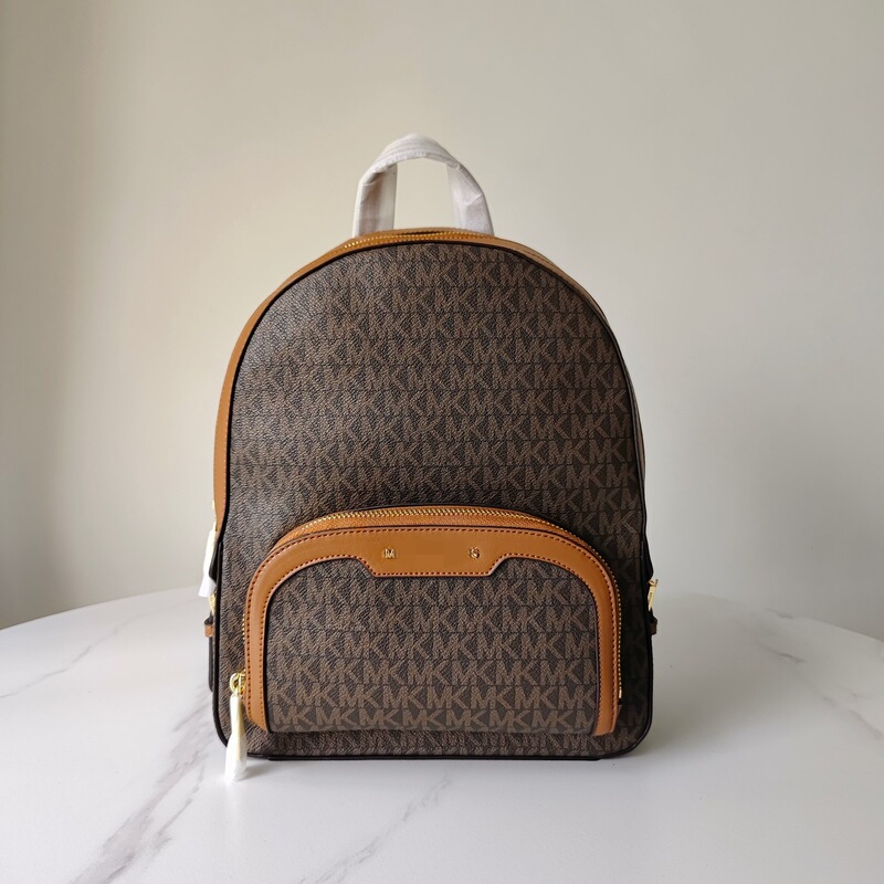 2025 New Women's Bag Mk Backpack Big Brand Fashion Backpack School Bag High-End Women's Bag Zipper Travel Bag